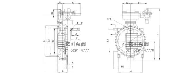 Ds942X梳齒式調節蝶閥 外形尺寸圖