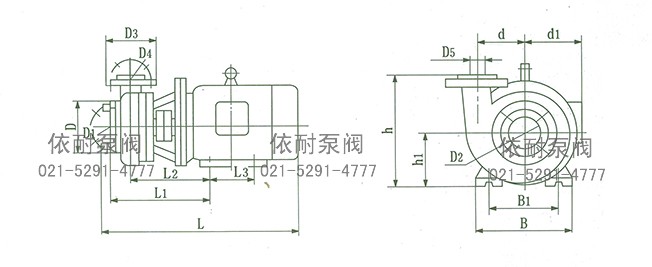 FSB-D短支架式氟塑料合金泵 安裝示意圖