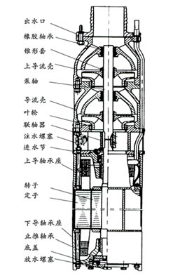 QSP潛水電泵 結構簡(jiǎn)圖