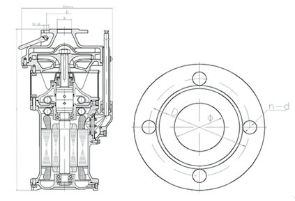 QYF160-4-3不銹鋼潛水電泵 外形尺寸圖