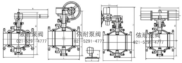 固定式氣動(dòng)球閥 外形尺寸圖