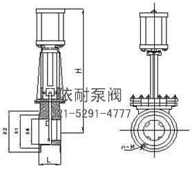 Z673美標氣動(dòng)閘閥  外形尺寸圖
