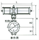 氣動(dòng)薄膜、活塞調節蝶閥 外形尺寸圖1
