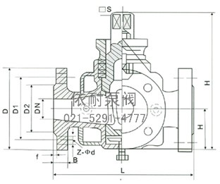 BX44W-1.0P/R/C三通保溫旋塞閥 外形尺寸圖